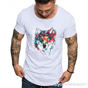Animal Print T Shirt,Donci Fancy Pattern Fashion New Tees Solid Color Crew Neck Casual Sports Men Short Tops White B07PY61JQ2